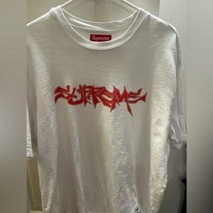 Supreme White Tee with Red Box Logo Label
